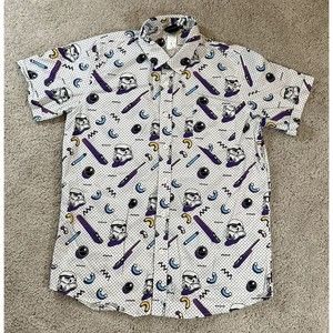 Star Wars Stormtrooper Helmet Button Front Hawaiian Shirt White Men’s Large